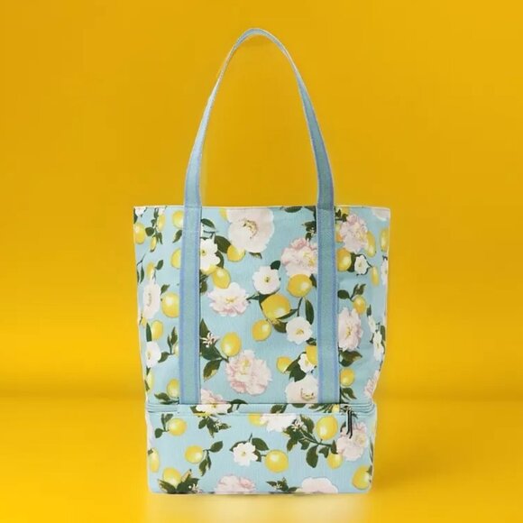 NWT Victoria's Secret Swim Insulated Cooler Tote Teal Blue Lemons Beach Bag - Picture 1 of 5